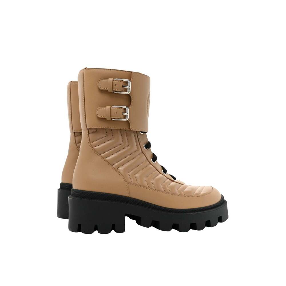 Gucci - Frances Leather Combat Boots - IT 37.5 - Picture 5 of 9